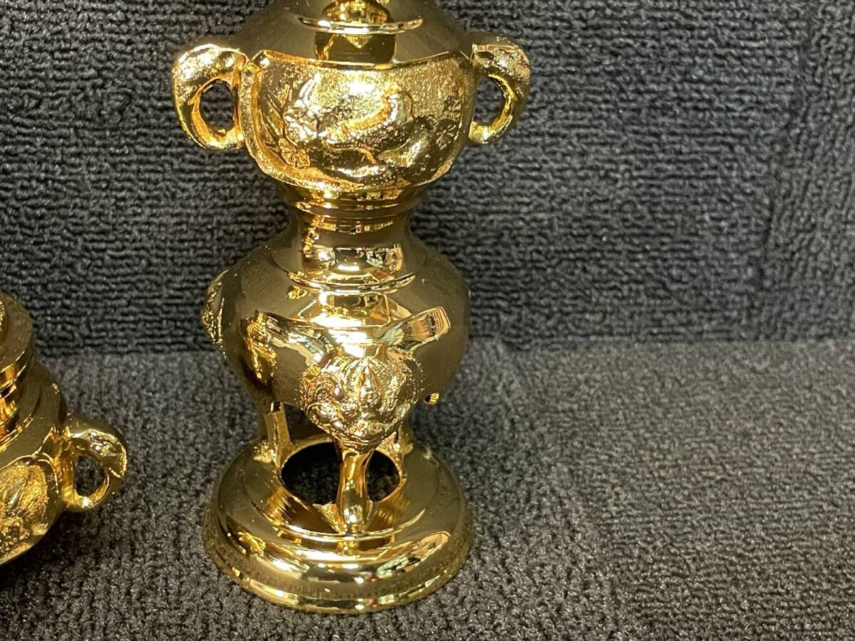 まごころ堂 送料無料 未使用本金メッキ 真鍮仏具 三具足 三茶花 まごころ堂 送料無料 未使用本金メッキ 真鍮仏具 三具足 三茶花