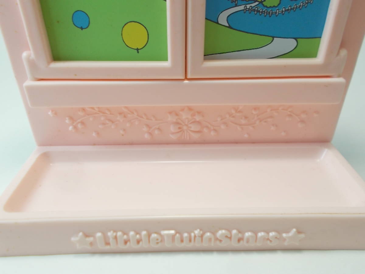  Sanrio Showa Retro the first period ki Kirara Little Twin Stars stand mirror ( pink * box attaching ) unused dead stock goods 70~80 period 