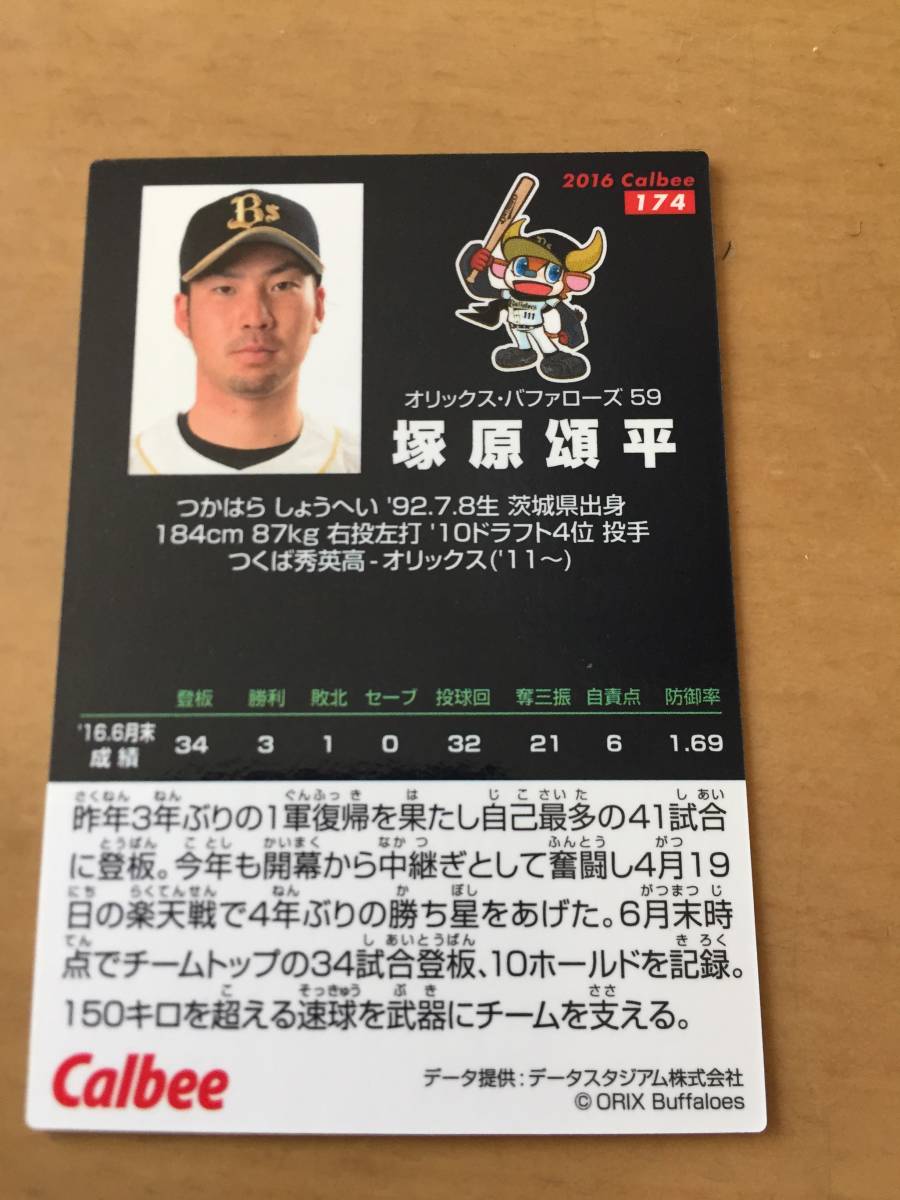 2016年カルビープロ野球カード・174・塚原頌平(オリックスバファローズ)_画像2