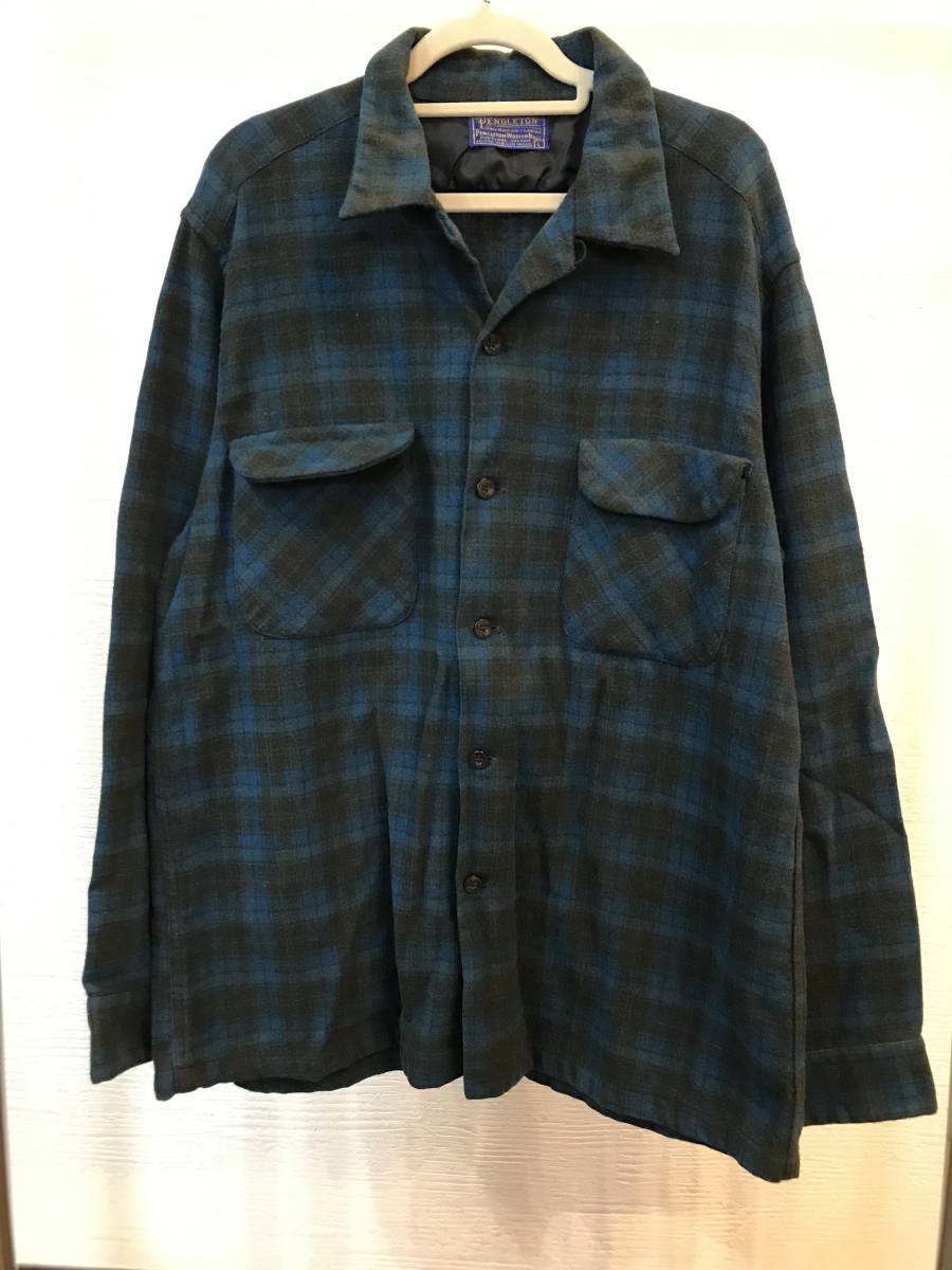 美品 ビンテージ 古着 ペンドルトン ボックスウールシャツ 青 黒 美品 ビンテージ 古着 ペンドルトン ボックスウールシャツ 青 黒