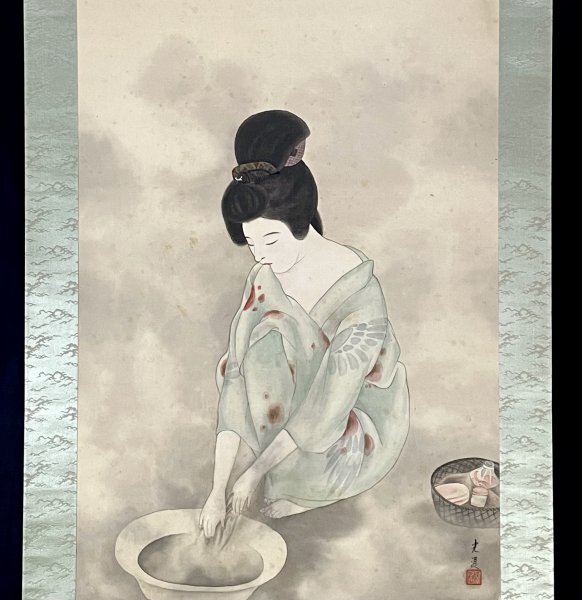 p26JUT【真作】上田光湜「美人画」 掛軸 絹本 人物画 日本画 p26JUT【真作】上田光湜「美人画」 掛軸 絹本 人物画 日本画