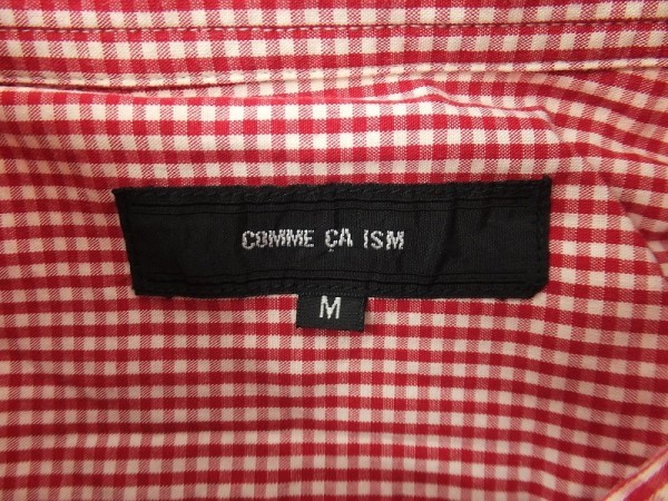 ＜送料280円＞COMME CA ISM コムサイズム メンズ ギンガムチェック ボタンダウンシャツ M 赤×白_画像2