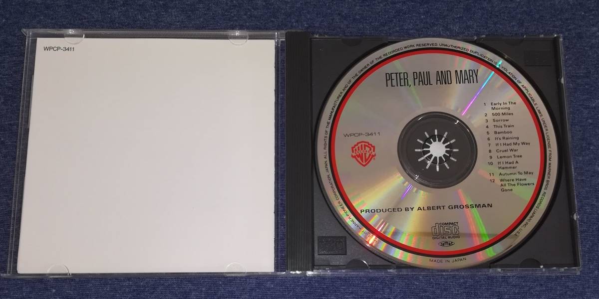 ☆☆ ＣＤ　ピーターー・ポール ＆ マリー (Ｐ.Ｐ＆Ｍ.) Ⅰ　　 Peter Paul And Mary　 WPCP-3411　☆☆_画像3