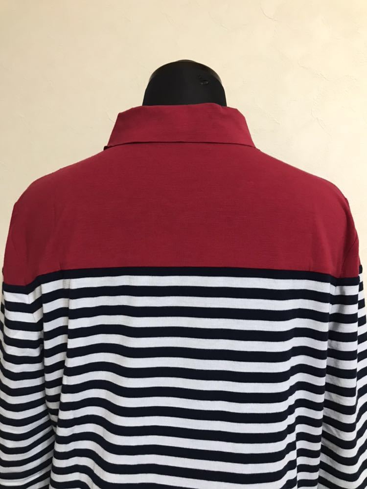 【美品】 LACOSTE ラコステ レディース ボーダー シャツ トップス サイズ38 165/80A 七分袖 レッド ネイビー ホワイト ファブリカ DF3724_画像4