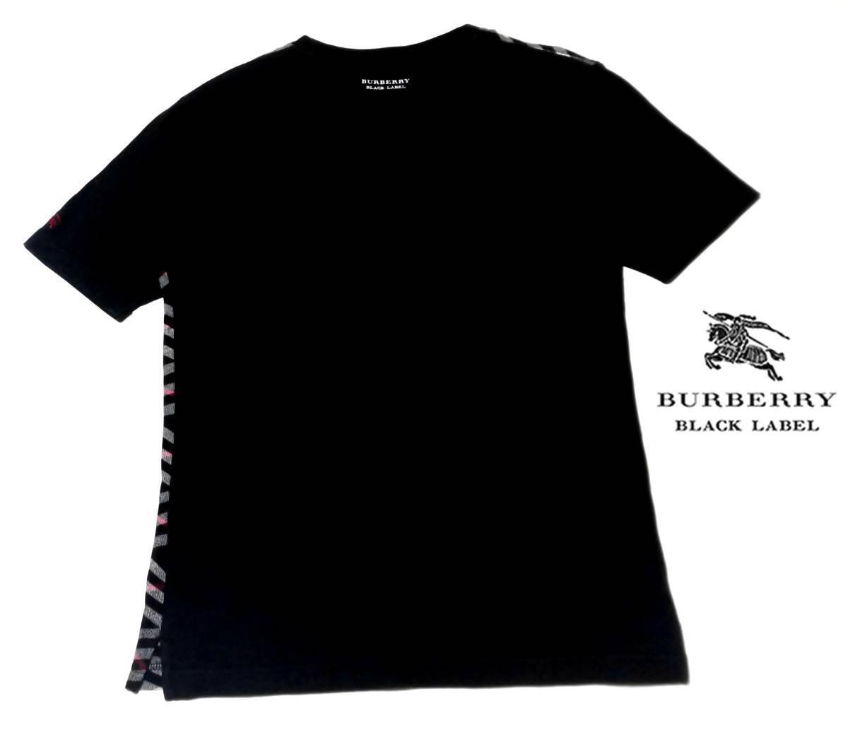 прекрасный товар Burberry Black Label BURBERRY BLACK LABEL шланг вышивка передний . примерно диагональный noba проверка дизайн футболка сделано в Японии размер M(2) лето 