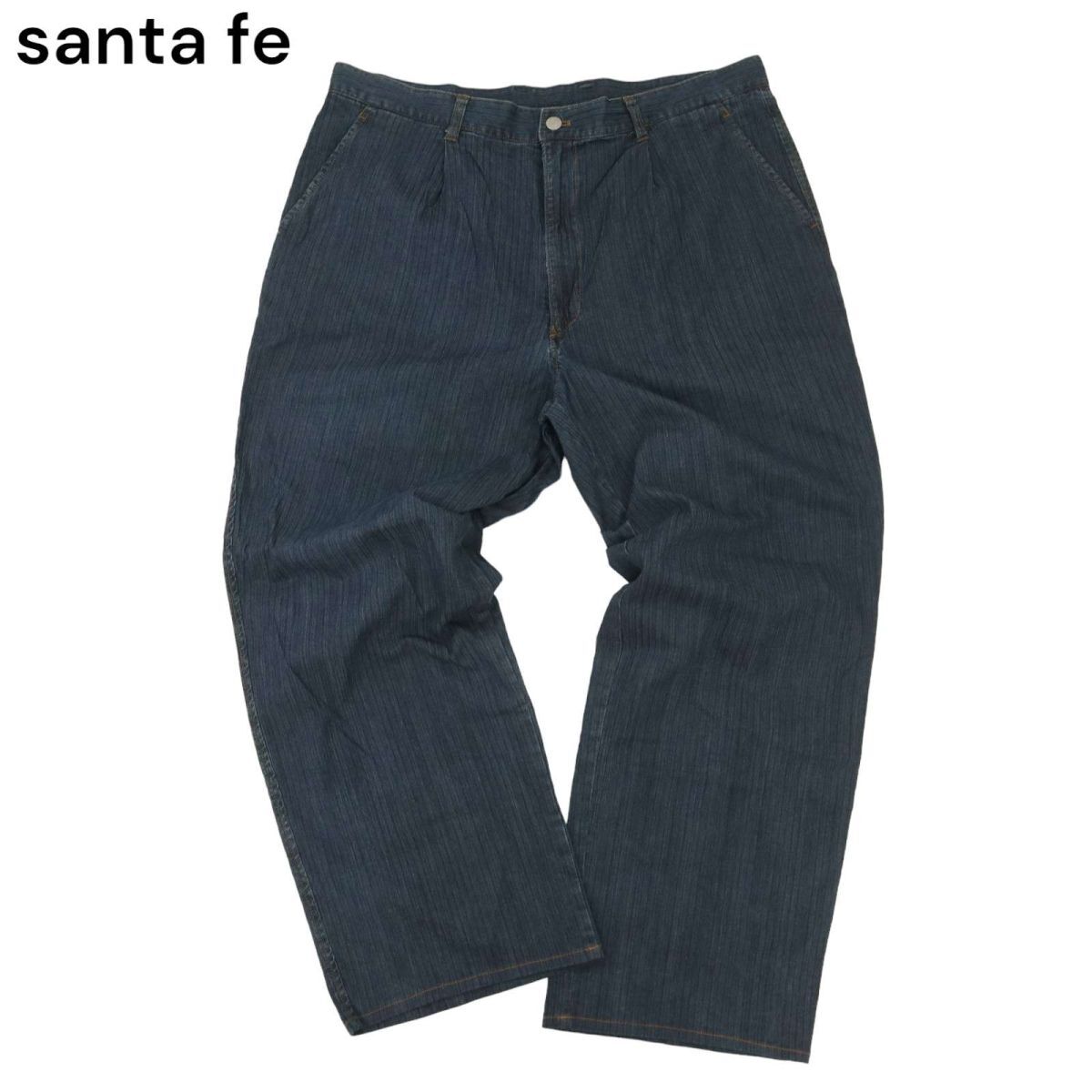 santa fe サンタフェ 通年 ロゴ刺繍★ 加工 ストレート ワイド デニム パンツ ジーンズ Sz.37　メンズ 日本製 大きいサイズ　C4B02905_7#R