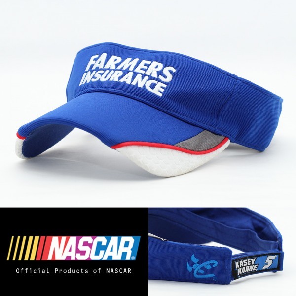 サンバイザー 帽子 メンズ NASCAR ナスカー FARMERS INSURANCE 1121985 ブルー USA モータースポーツ レーシング アメリカン_正規 NASCAR 公式バイザー！