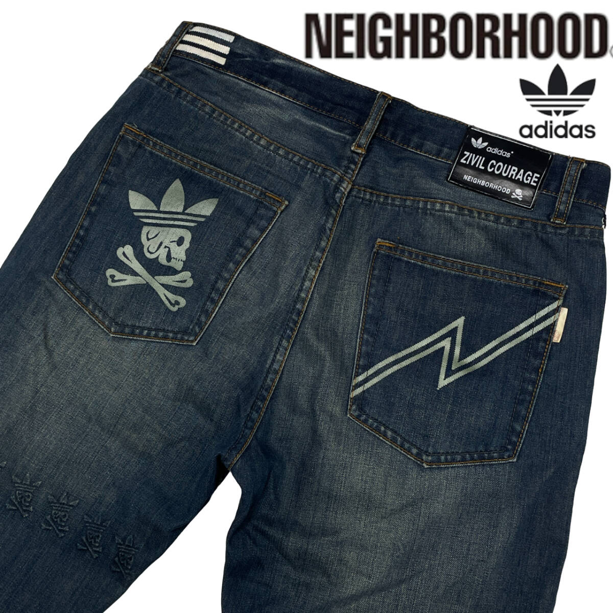 限定品 NEIGHBORHOOD × adidas コラボデニム W34 (約86cm 限定品 NEIGHBORHOOD × adidas コラボデニム W34 (約86cm