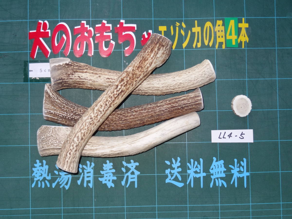 犬のおもちゃ，歯固め（エゾシカの角4本）超大型犬用