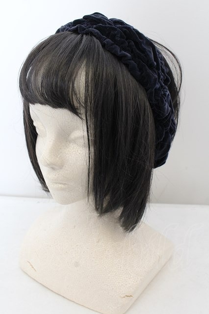 Jane Marple / 別珍ヘアバンド ネイビー O-24-05-19-090-JM-AC-IG-ZT433