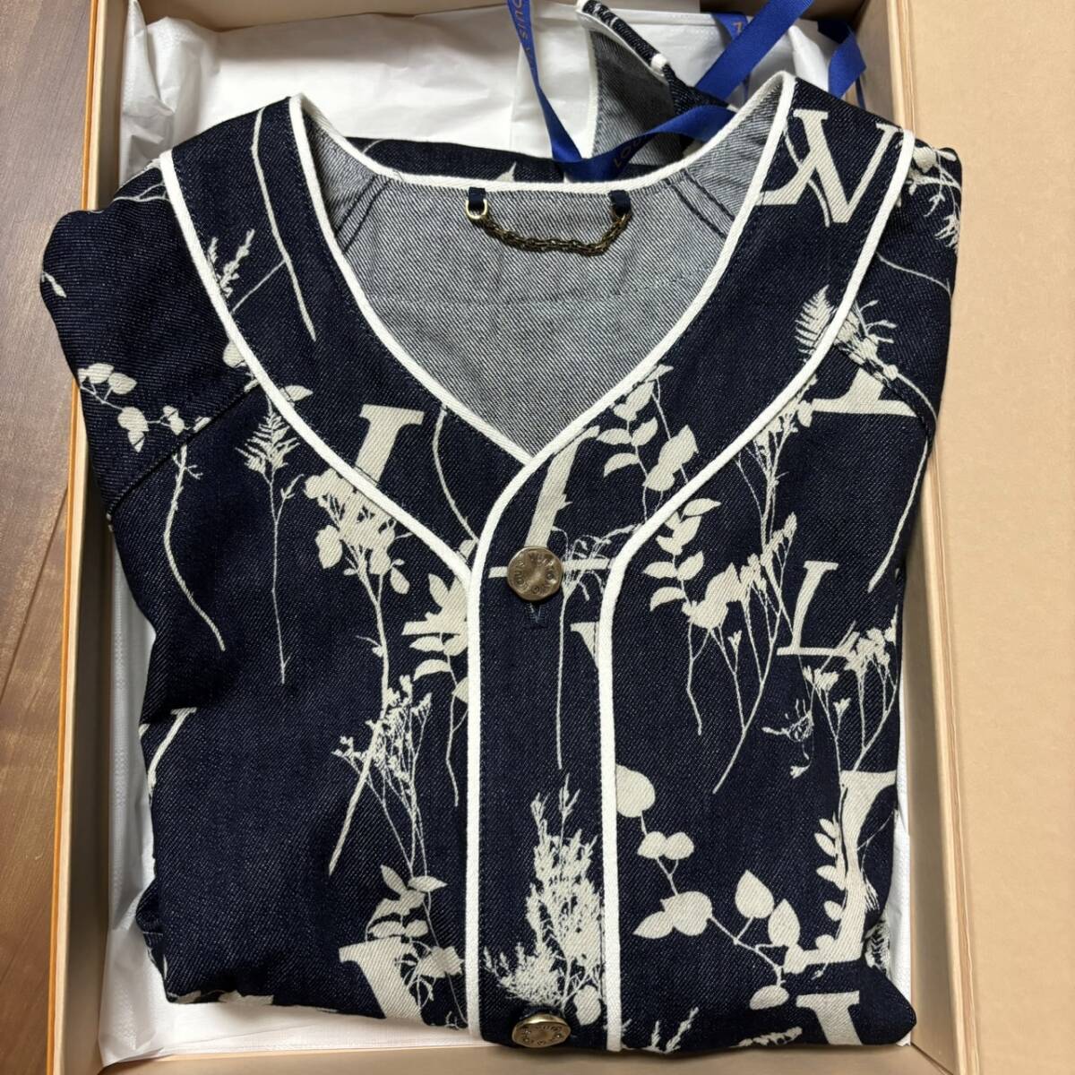 ルイ・ヴィトン LV Leaf Denim Baseball Shirt LVリーフデニム ルイ・ヴィトン LV Leaf Denim Baseball Shirt LVリーフデニム