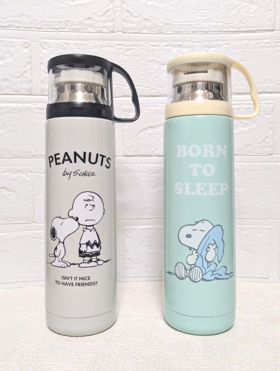 スヌーピー コップ付き ステンレス 水筒 ⑥ 480ml 2種セット スヌーピー コップ付き ステンレス 水筒 ⑥ 480ml 2種セット
