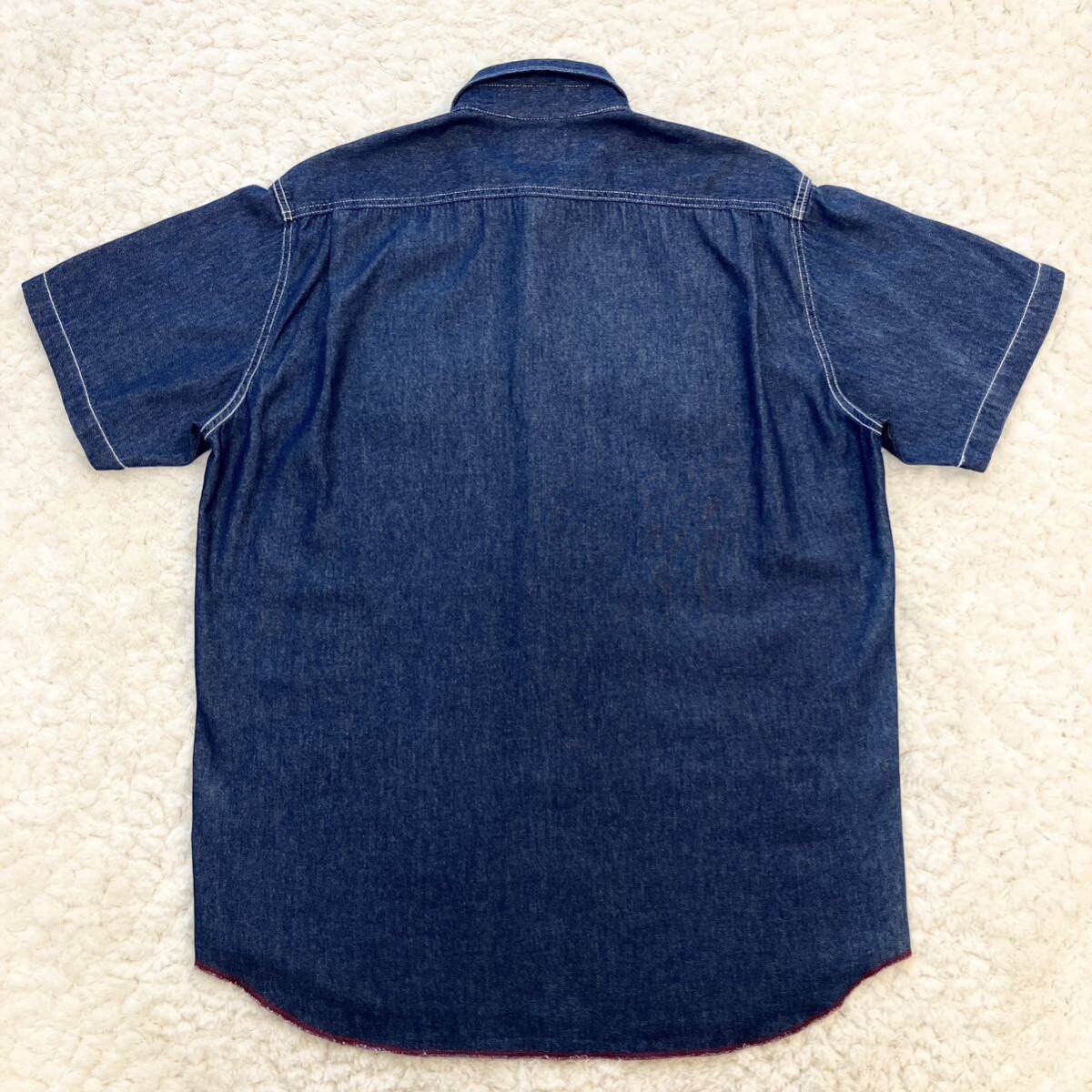 美品濃紺 90s USA製 OLD STUSSY デニムシャツ 半袖 ML オールド 美品濃紺 90s USA製 OLD STUSSY デニムシャツ 半袖 ML オールド