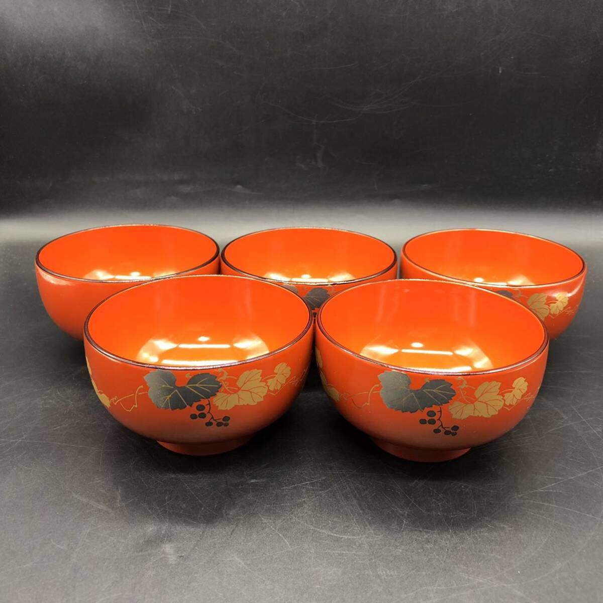 Bibian 比比昂 - 新品 会津塗 椀 5客セット 大峯作 汁椀 お椀 Bibian 比比昂 - 新品 会津塗 椀 5客セット 大峯作 汁椀 お椀