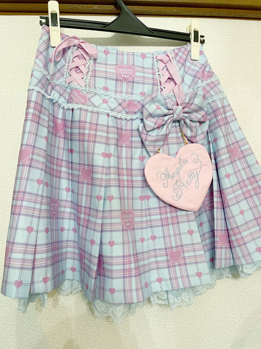 Angelic Pretty Sprinkle Heart Tartan スカート リボンクリップ Angelic Pretty Sprinkle Heart Tartan スカート リボンクリップ