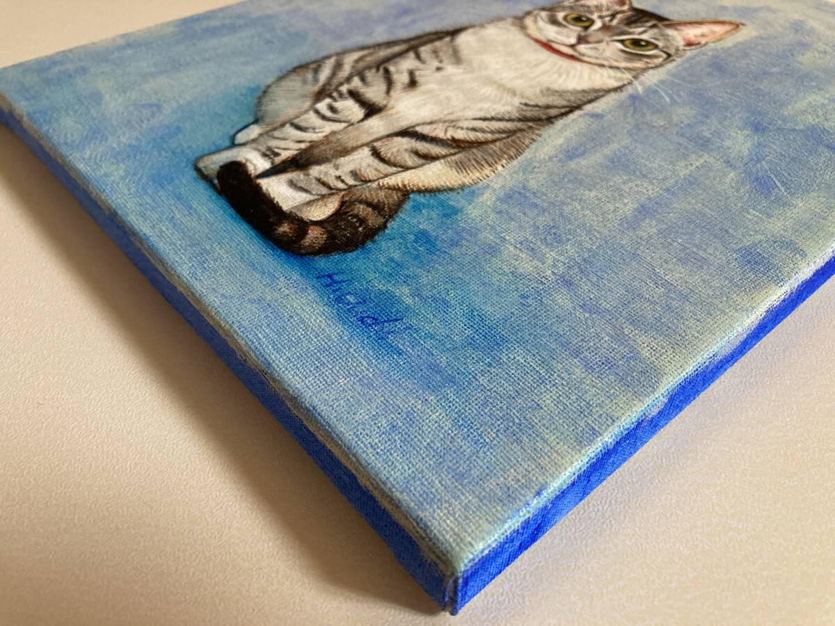 猫 シルバー猫の絵 絵画 アクリル画 ネコ インテリア 真作 504 猫 シルバー猫の絵 絵画 アクリル画 ネコ インテリア 真作 504