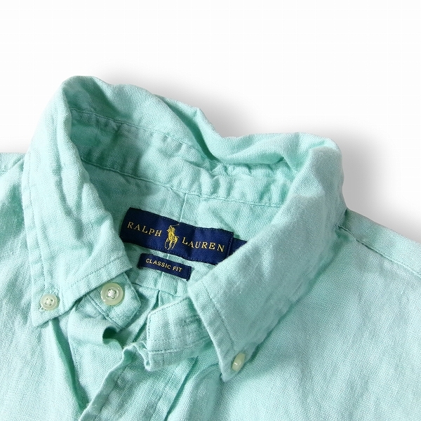 RALPH LAUREN ラルフローレン ティファニーブルー リネンシャツ RALPH LAUREN ラルフローレン ティファニーブルー リネンシャツ