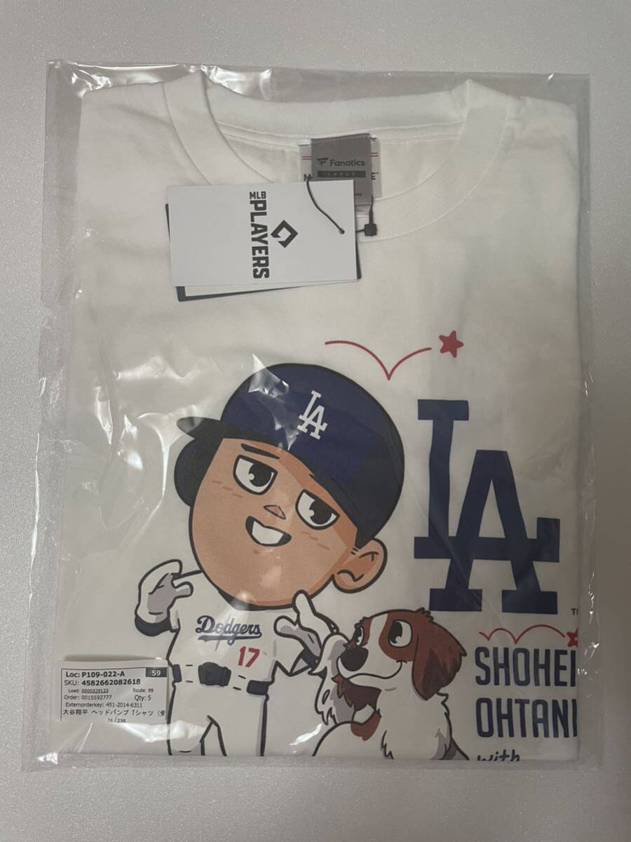 大谷翔平&デコピン MLB公式 ヘッドバンプ Tシャツ Lサイズ 白 大谷翔平&デコピン MLB公式 ヘッドバンプ Tシャツ Lサイズ 白