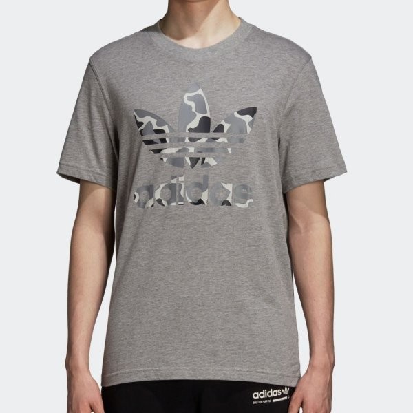 新品未使用●送料無料◆(M)アディダスオリジナルス adidas originals グレー カモ トレフォイルTシャツ_画像3