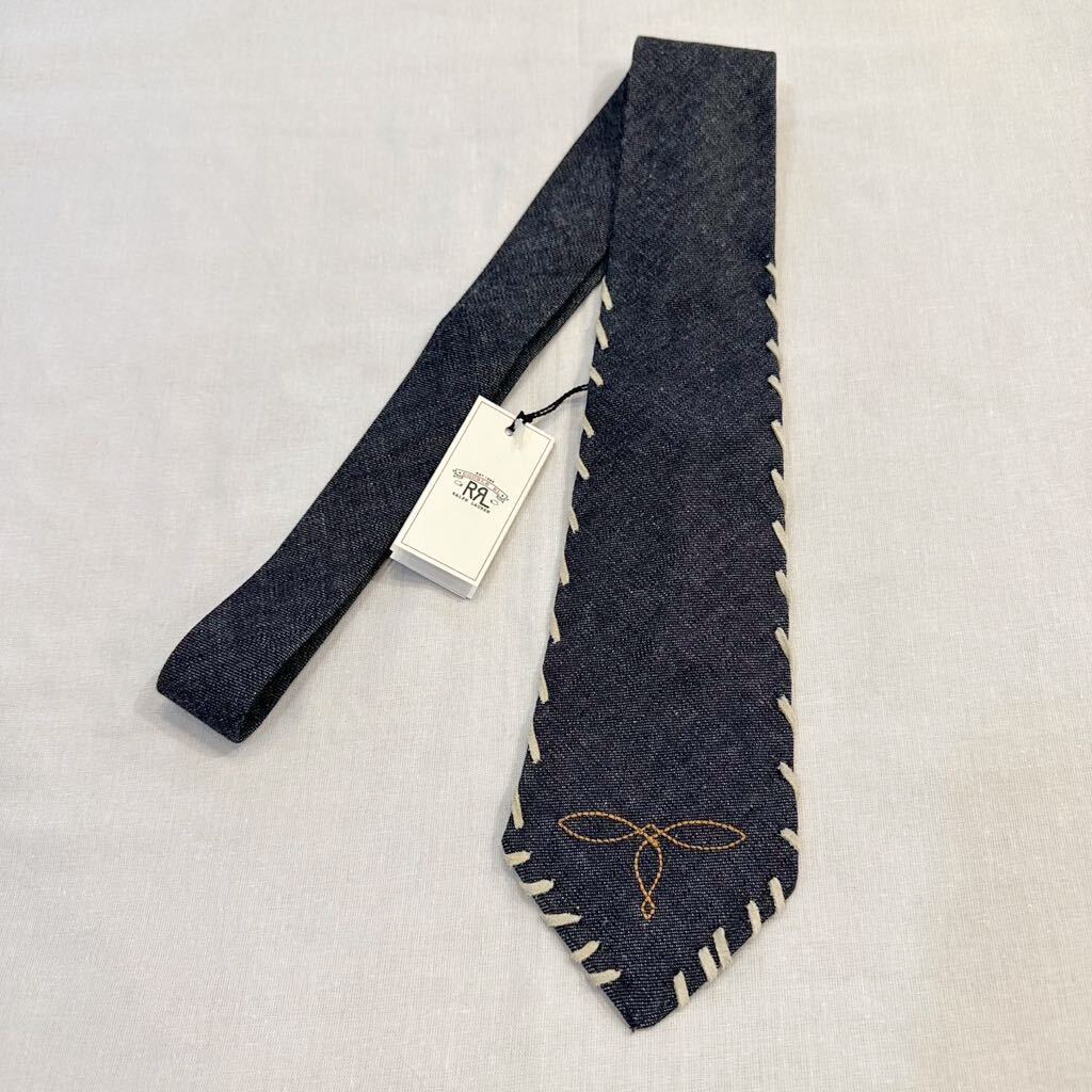 未使用品 イタリア製 RRL denim tie HAND MADE Double RL デニム 未使用品 イタリア製 RRL denim tie HAND MADE Double RL デニム