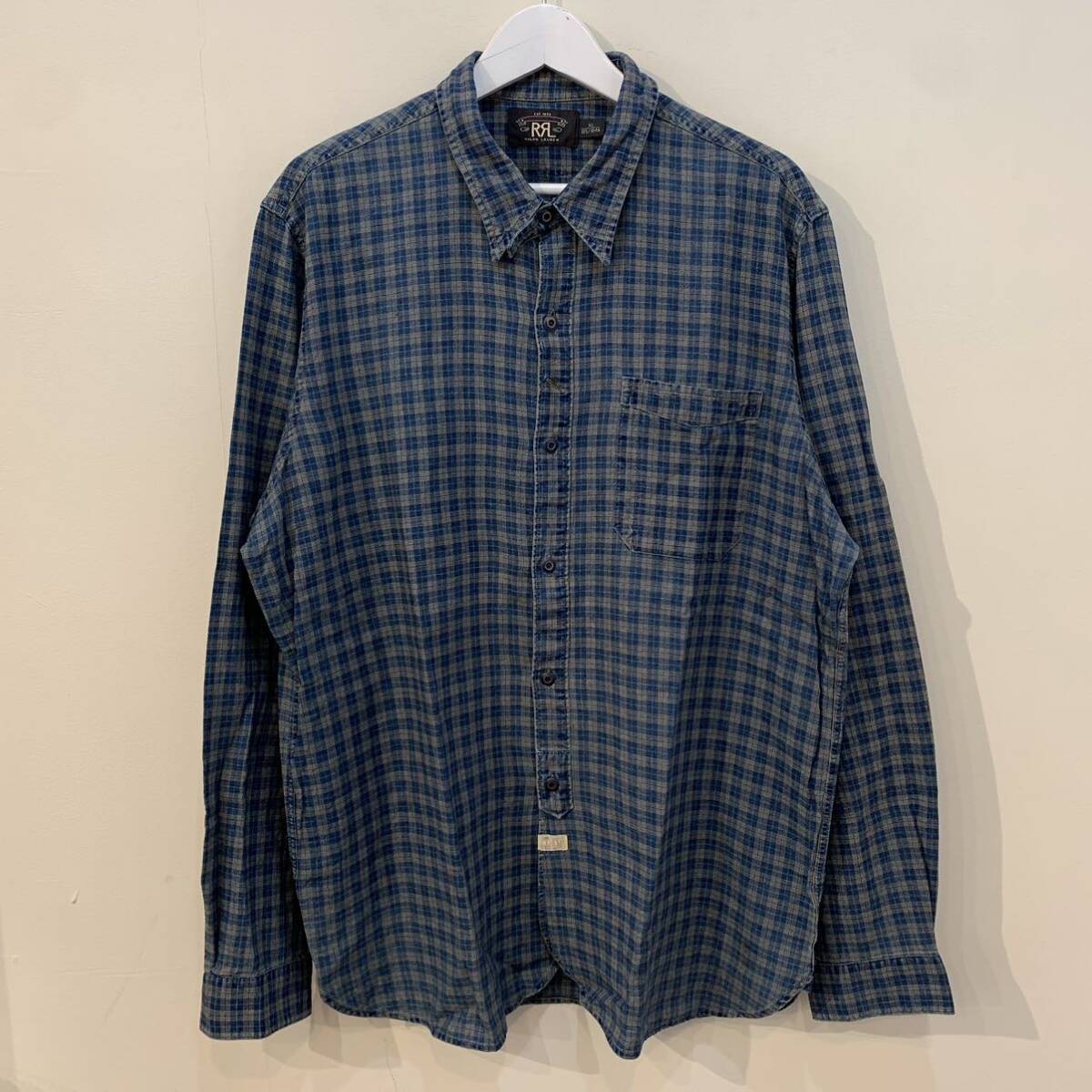 希少サイズ XL RRL Indigo Check Work Shirt ダブルアールエル 希少サイズ XL RRL Indigo Check Work Shirt ダブルアールエル