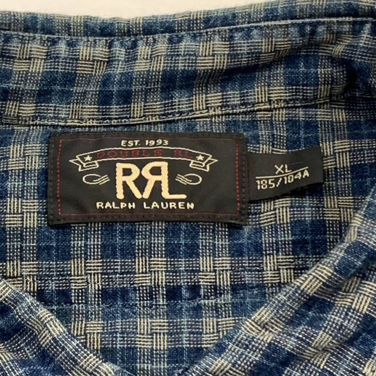 希少サイズ XL RRL Indigo Check Work Shirt ダブルアールエル 希少サイズ XL RRL Indigo Check Work Shirt ダブルアールエル