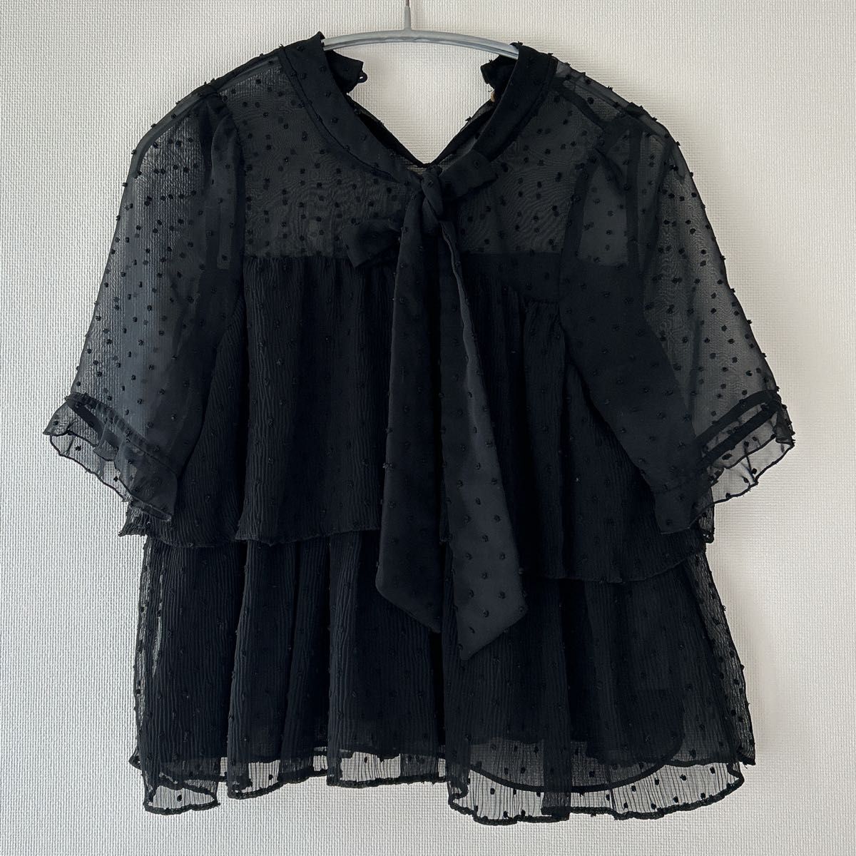 ブラウス レース 黒 ブラック トップス ZARA ザラ 水玉 ドット ブラウス レース 黒 ブラック トップス ZARA ザラ 水玉 ドット