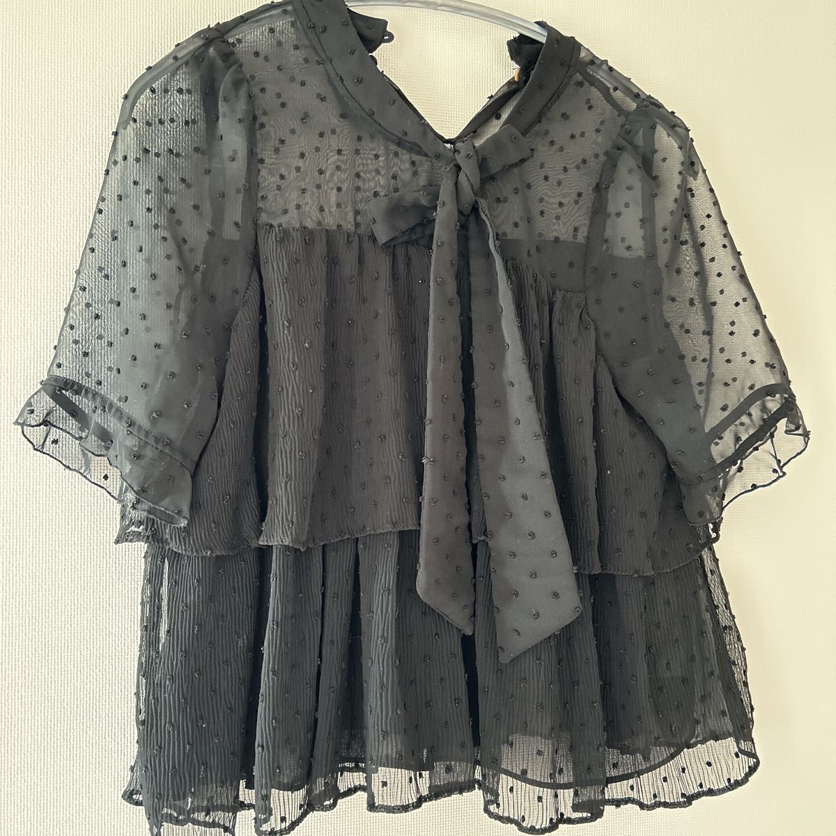 ブラウス レース 黒 ブラック トップス ZARA ザラ 水玉 ドット ブラウス レース 黒 ブラック トップス ZARA ザラ 水玉 ドット
