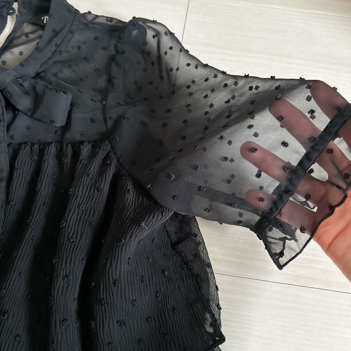 ブラウス レース 黒 ブラック トップス ZARA ザラ 水玉 ドット ブラウス レース 黒 ブラック トップス ZARA ザラ 水玉 ドット