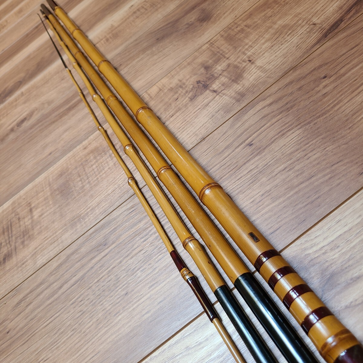 高品質，格安 7☆100円～ 在銘あり 竹竿 和竿 渓流竿 四本継 全長約