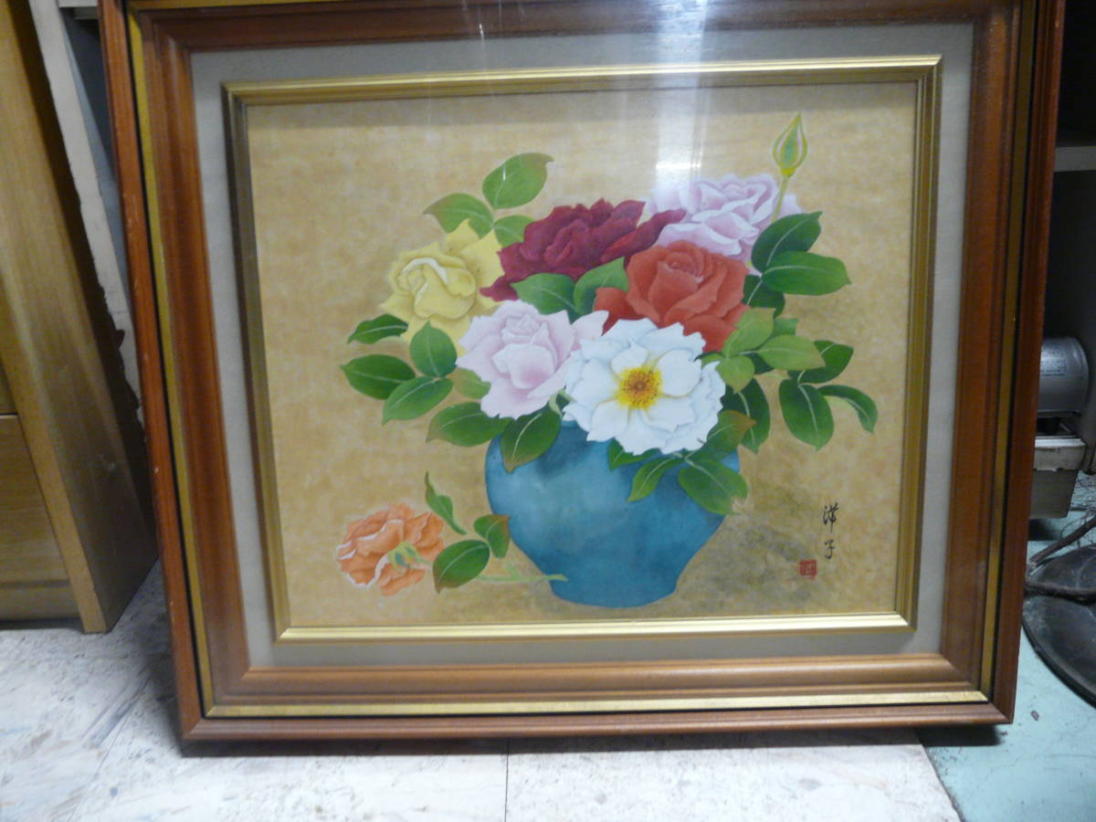 p50 oil painting, flower. ., autograph equipped 