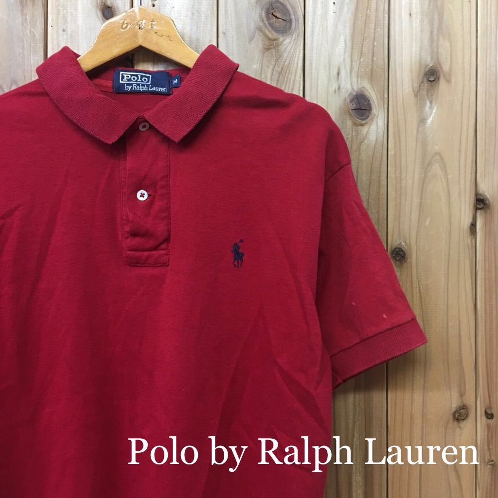 90s〈Polo by Ralph Lauren〉ポロ ラルフローレン◇size M / 赤 半袖 ポロシャツ トップス 柔らかコットンシャツ☆ ☆USA古着_画像1