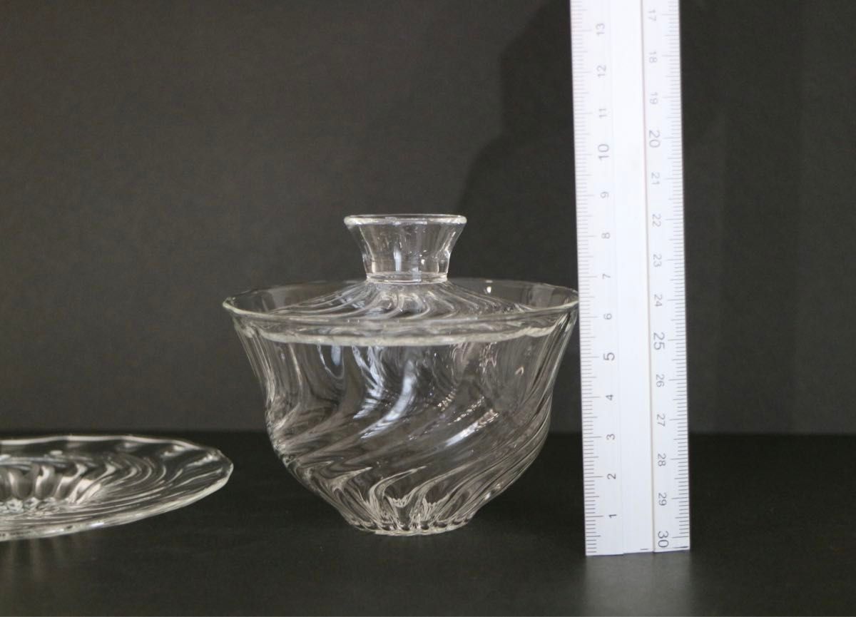 glass atelierえむにFlowの蓋碗 クリア茶器耐熱ガラス水上竜太 glass atelierえむにFlowの蓋碗 クリア茶器耐熱ガラス水上竜太