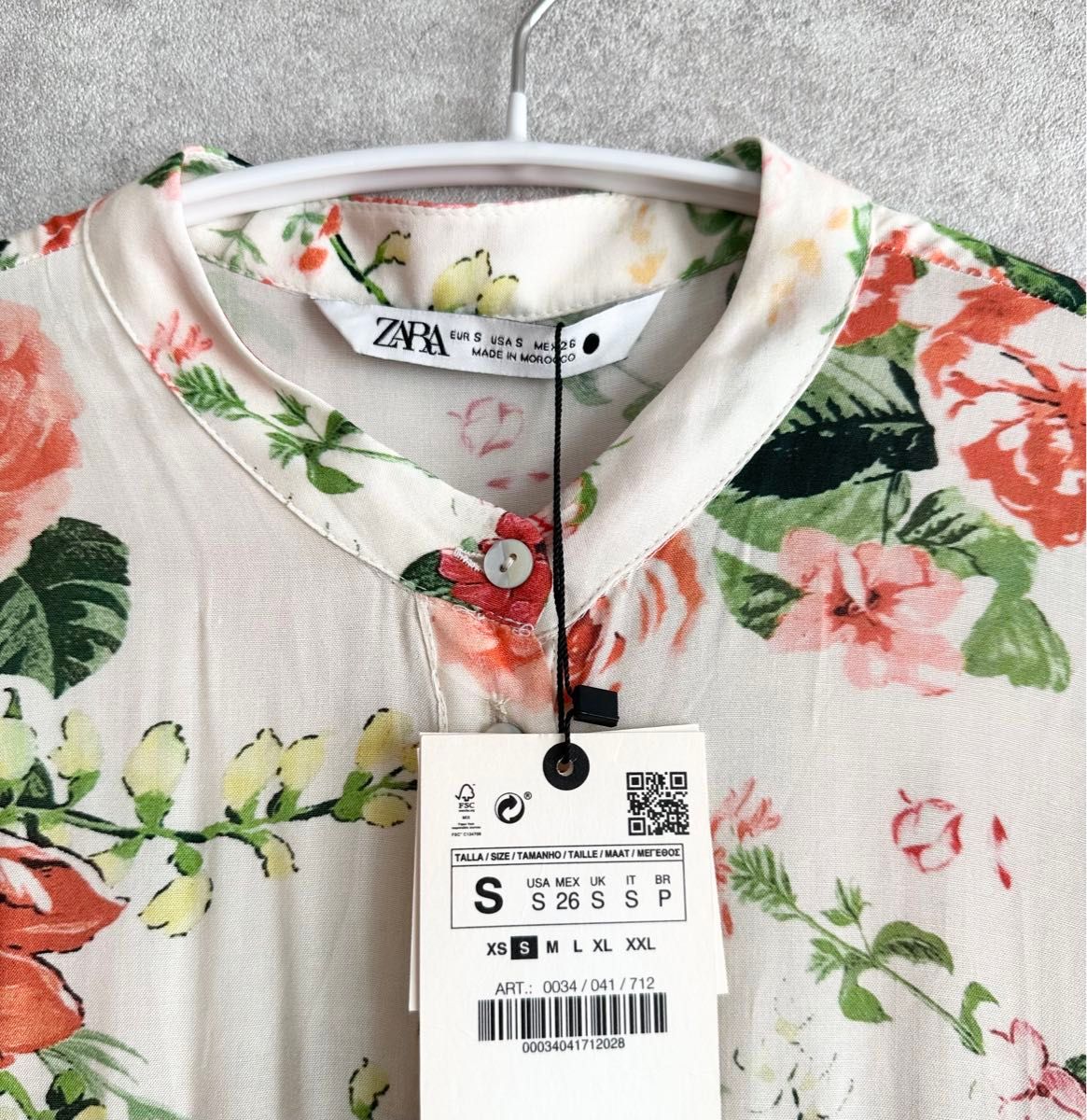 新品タグ付】ZARA ザラ 花柄ロングシャツワンピース S 新品タグ付】ZARA ザラ 花柄ロングシャツワンピース S