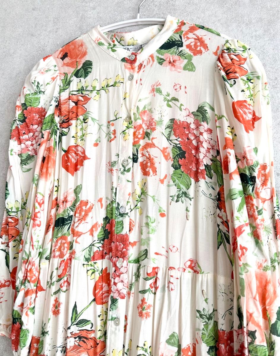 新品タグ付】ZARA ザラ 花柄ロングシャツワンピース S 新品タグ付】ZARA ザラ 花柄ロングシャツワンピース S