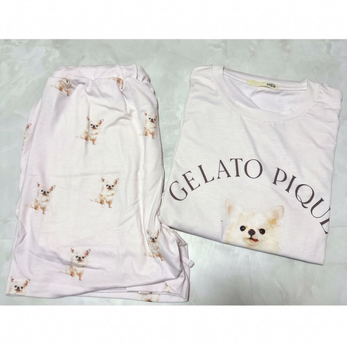 ジェラピケ ジェラートピケ DOG柄 Tシャツ パンツ上下セット ジェラピケ ジェラートピケ DOG柄 Tシャツ パンツ上下セット
