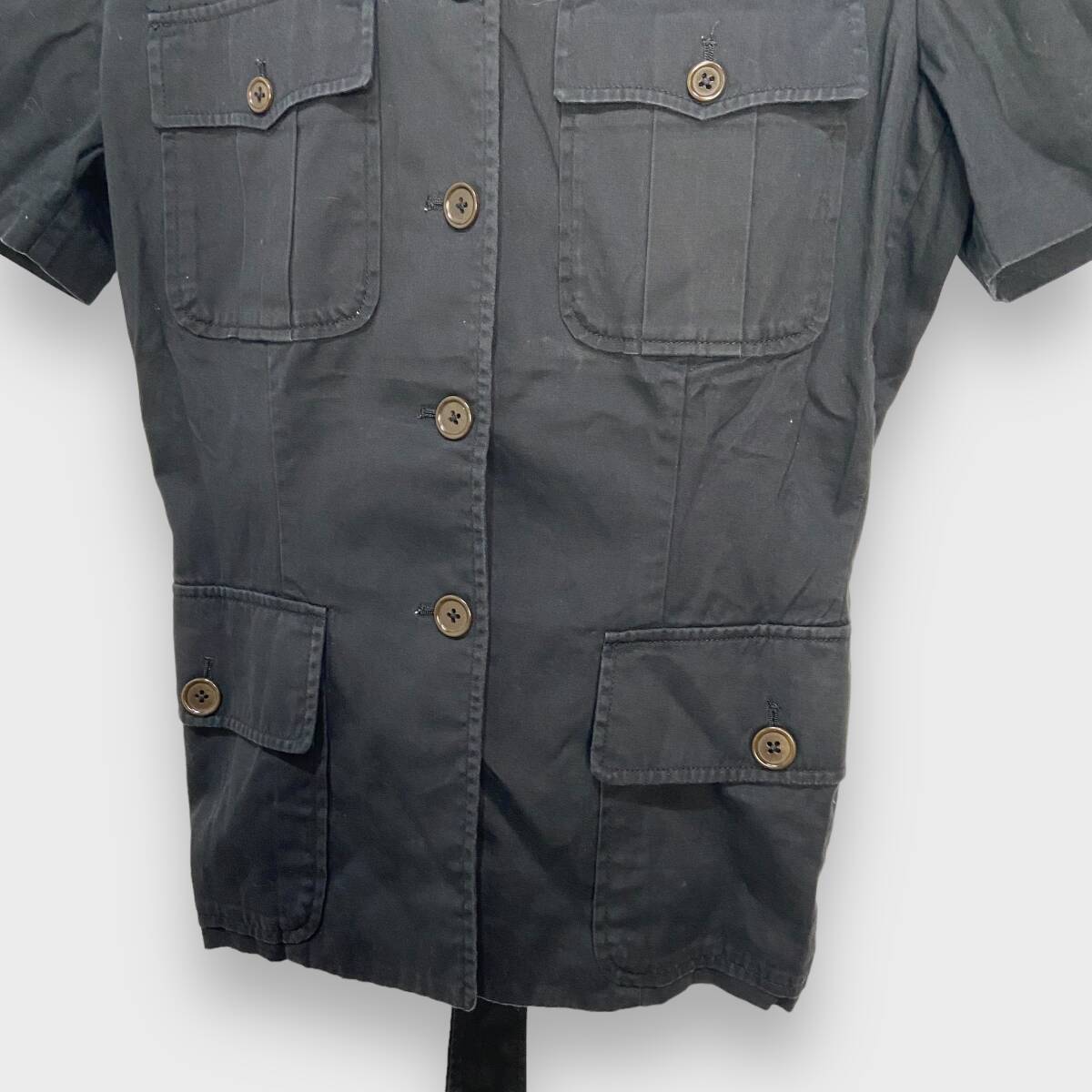 送料無料☆RalphLauren☆ラルフローレン☆半袖サファリシャツジャケット☆黒☆11（L〜XL相当）☆F24M_画像5