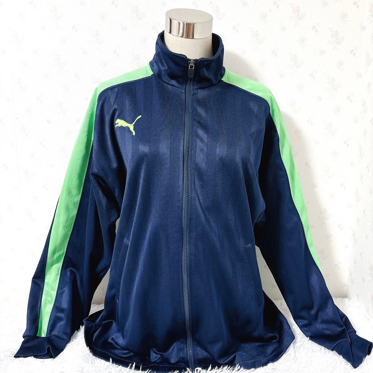 PUMA】ジャージ 上下セット ネイビー×グリーン ビックロゴ PUMA】ジャージ 上下セット ネイビー×グリーン ビックロゴ