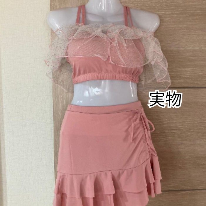 水着・ レディース ビキニ セパレート ピンク L レース フリル 水着・ レディース ビキニ セパレート ピンク L レース フリル