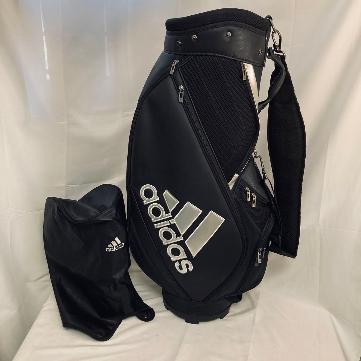 adidas ゴルフバッグ 黒 合成皮革 キャディバッグ adidas アディダス キャディバッグ ブラック 黒 合成皮革 9 5型