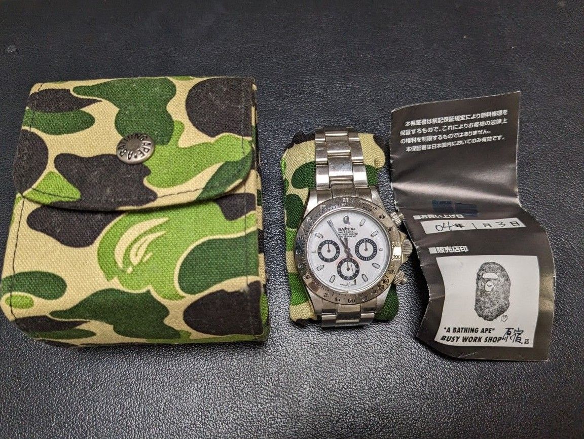 BAPEX エイプ ベイペックス 自動巻き BATHING APE デイトナ 白 BAPEX エイプ ベイペックス 自動巻き BATHING APE デイトナ 白