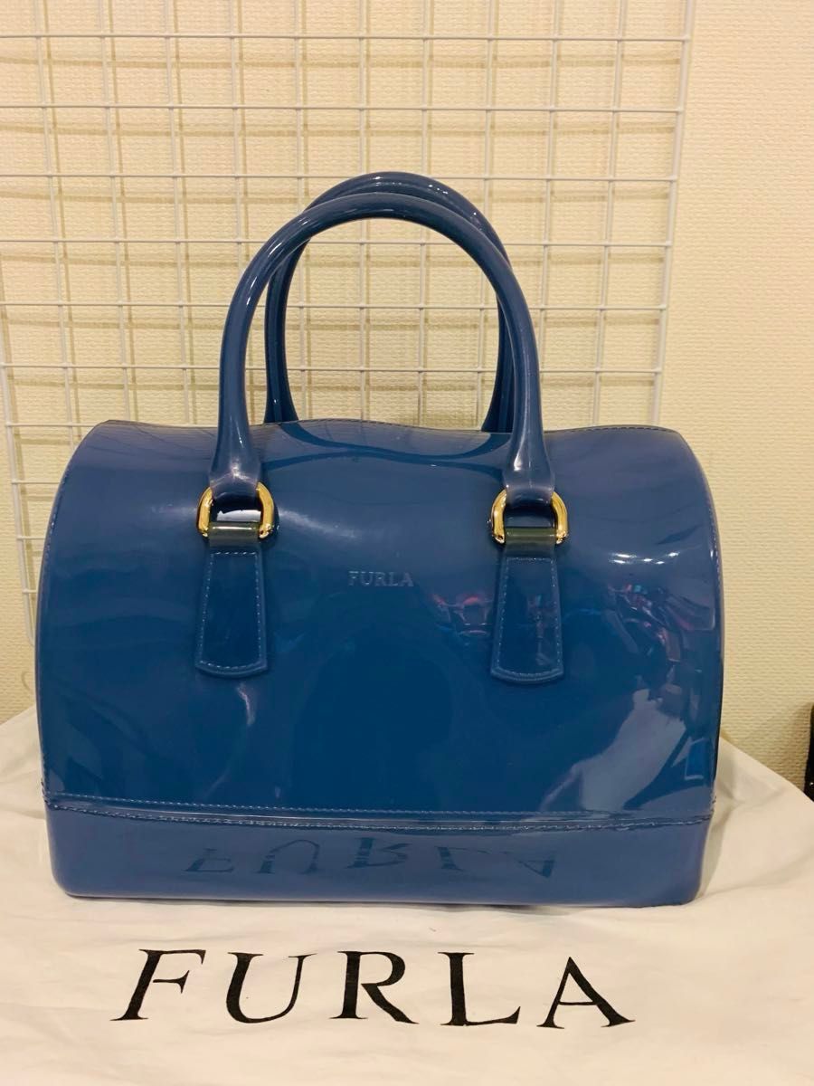 美品】FURLA フルラ ミニボストン ハンドバッグ ラバー 美品】FURLA フルラ ミニボストン ハンドバッグ ラバー