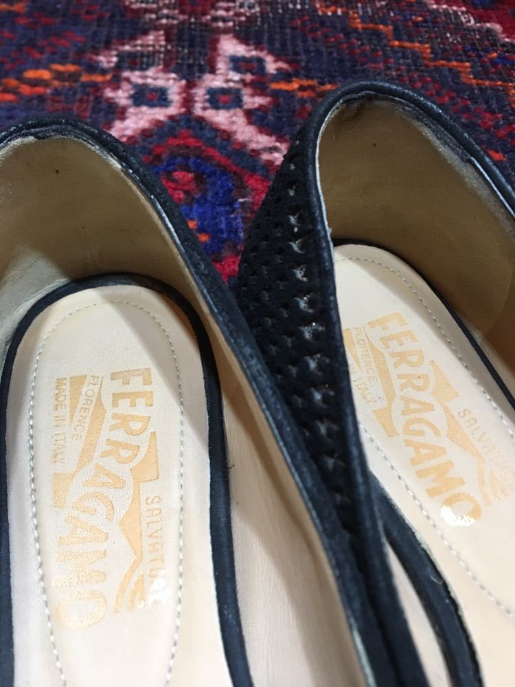 Salvatore Ferragamo VARINA LOGO LEATHER FLAT PUMPS MADE IN ITALY/サルヴァトーレフェラガモヴァリナレザーフラットパンプス_画像9