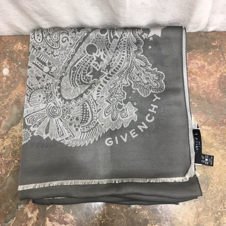 新品タグ付きGIVENCHY PAISLEY PATTERNED SILK100% LARGE SIZE SHAWL MADE IN ITALY/ジバンシィペイズリー柄シルク100%大判ショール_画像6