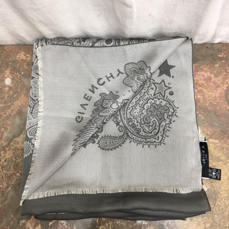 新品タグ付きGIVENCHY PAISLEY PATTERNED SILK100% LARGE SIZE SHAWL MADE IN ITALY/ジバンシィペイズリー柄シルク100%大判ショール_画像5