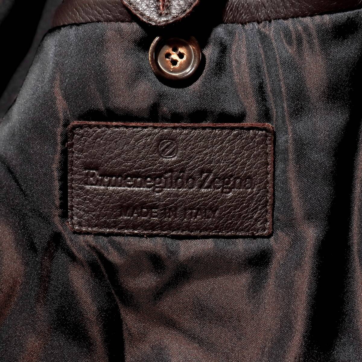  illusion!!. thing class!![ Ermenegildo Zegna /Zegna] finest quality deer leather [VERO CERVO] Dias gold tailoring beautiful hand stitch * pressure volume. leather coat 48 L~XL