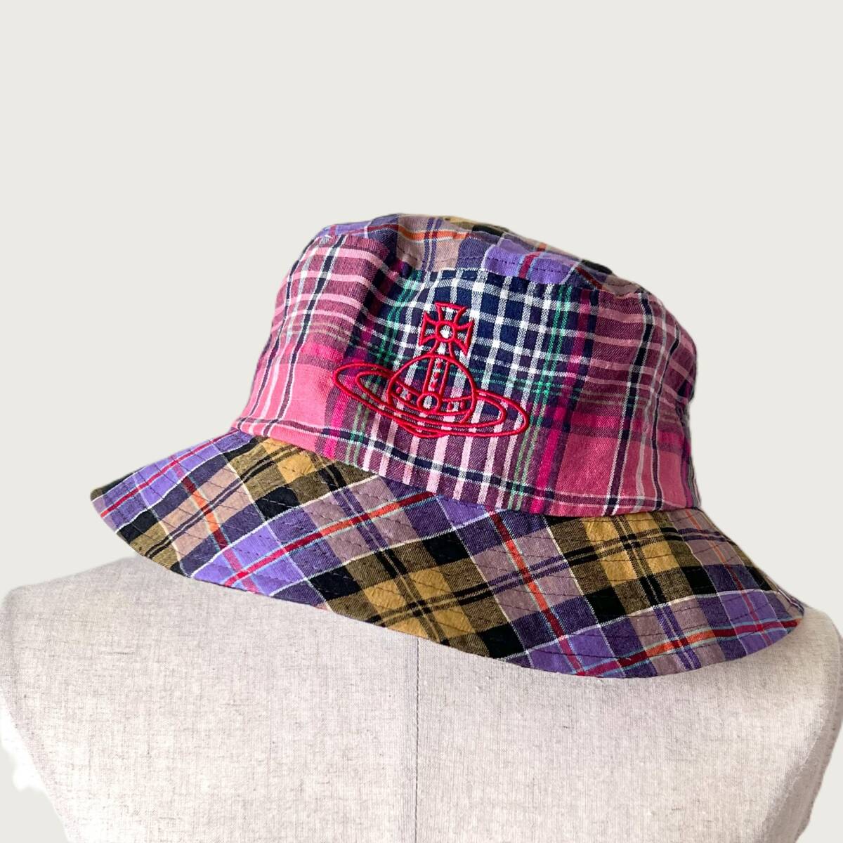 Vivienne Westwood RED LABEL バケットハット チェック 麻混 Vivienne Westwood RED LABEL バケットハット チェック 麻混