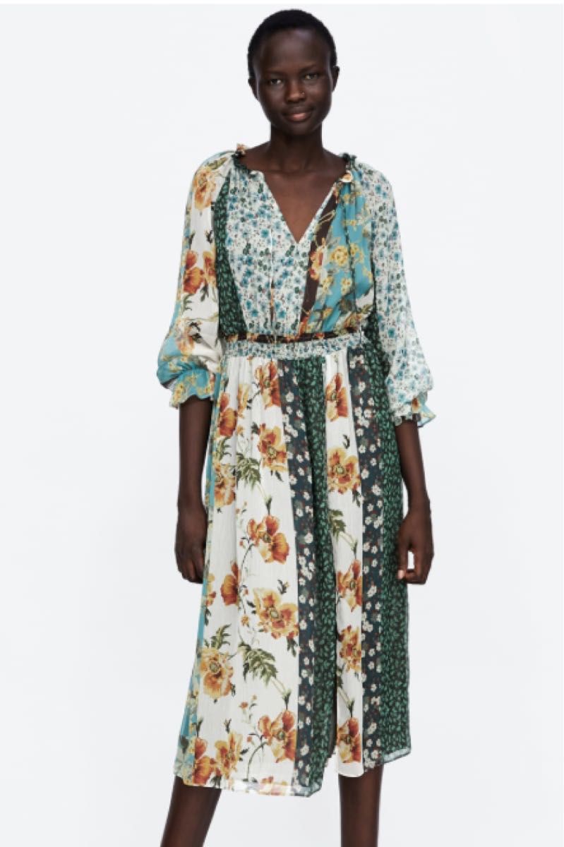 ZARA BASIC パッチワーク柄ワンピース ワンピース 花柄|Yahoo ZARA BASIC パッチワーク柄ワンピース ワンピース 花柄|Yahoo