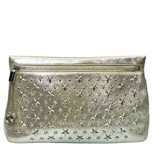 JIMMY CHOO ジミーチュウ クラッチバッグ セカンドバッグ クラッチポシェット スター スタッズ エンボス レザー シルバー