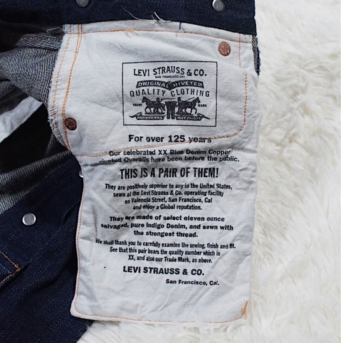 USA製 バレンシア《リーバイス》1873 XX waist overall(W30)白耳 USA製 バレンシア《リーバイス》1873 XX waist overall(W30)白耳
